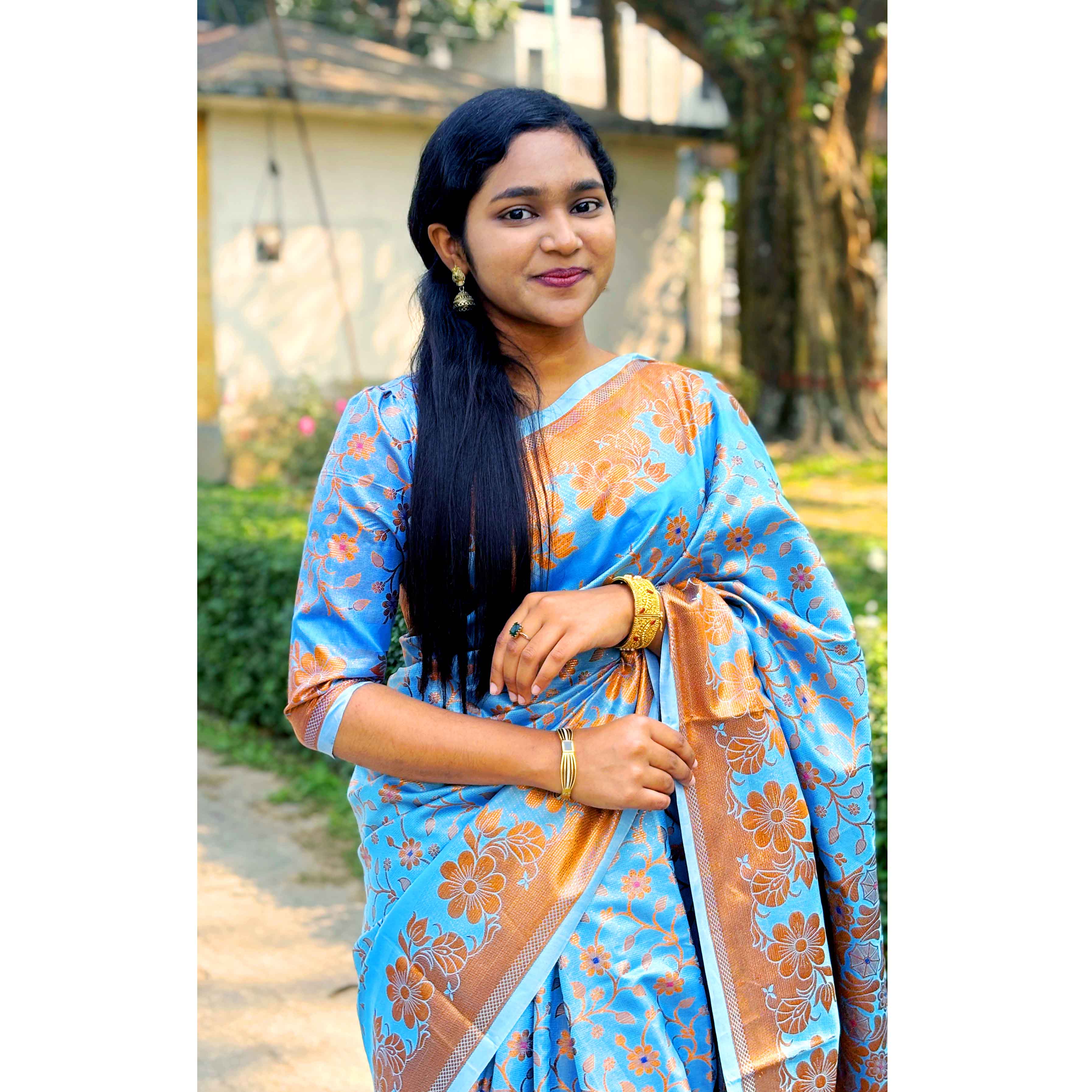 প্রিমিয়াম কাতান সিল্ক শাড়ি – ব্লাউজ পিচ সহ